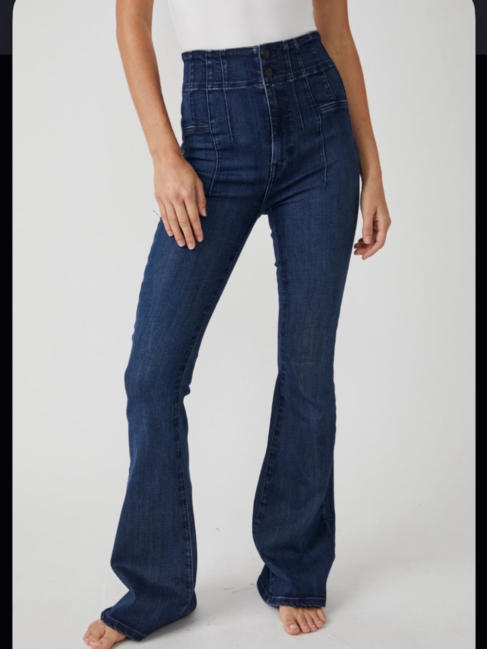 Free People We The Free Jayde High Rise Flare Jeans Size 30 NWT Dark Wash